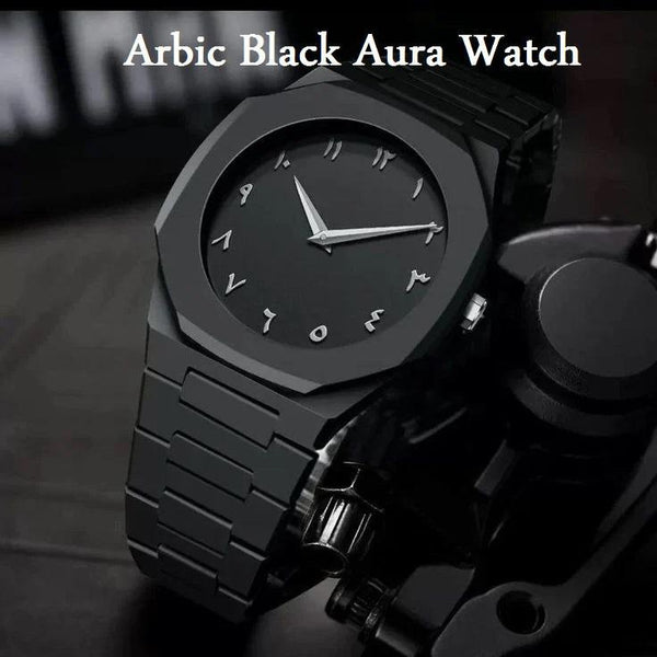 🕰️ Arabic Aura Black Luxury Watch | Original Unisex Quartz Timepiece with Box