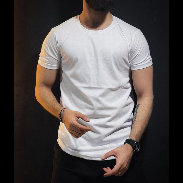 👕 Men's Plain White Jersey T-Shirt – 1 Pc | Classic Round Neck Tee 🤍💪