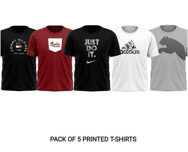👕 Unisex Jersey Printed T-Shirts – Pack of 5 | Comfortable &amp; Stylish Everyday Wear 🌟🖤
