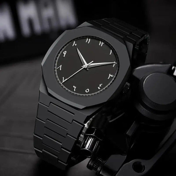 ⌚ Men's Aluminum Chain Watch – Sleek Quartz Timepiece - Black Aura